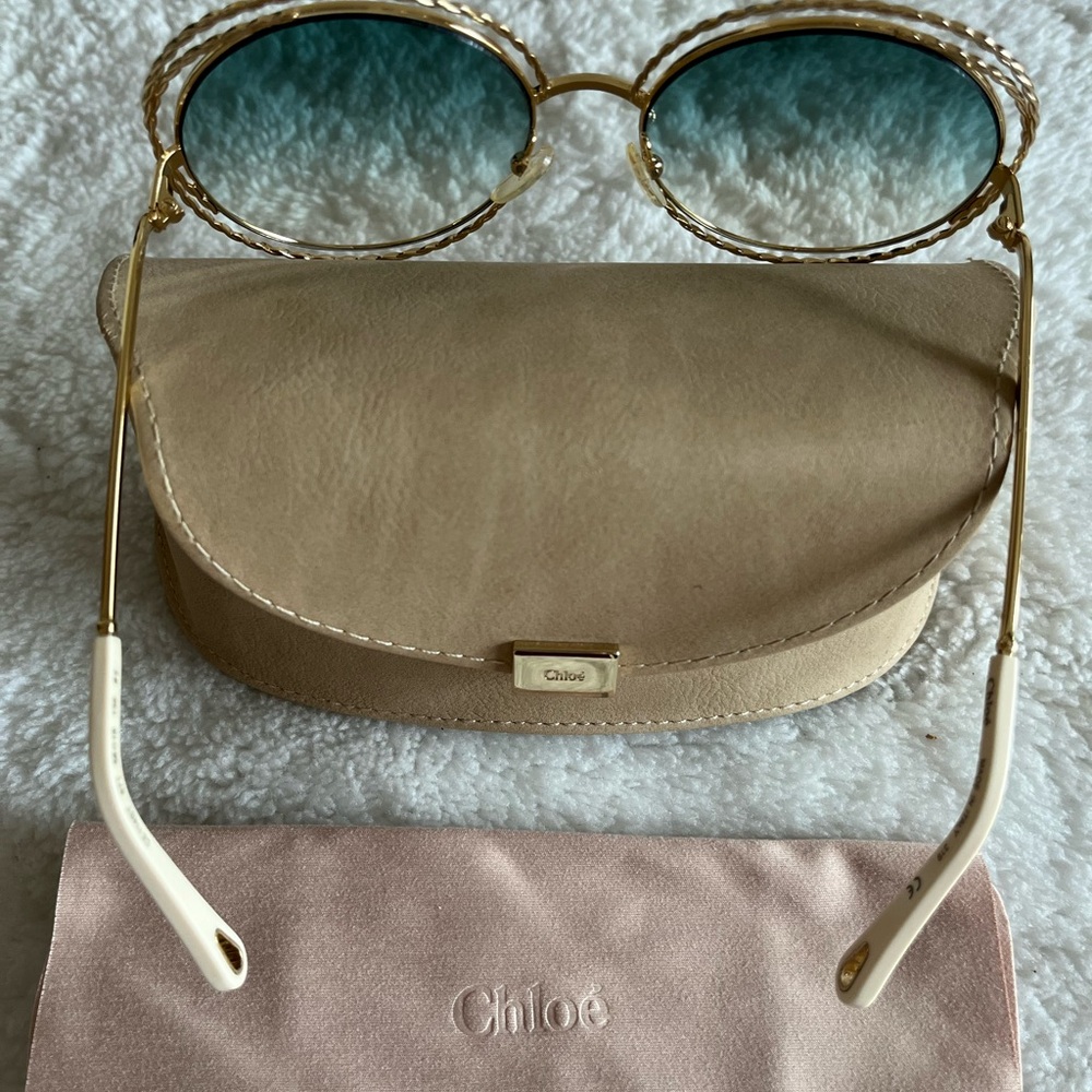 NWOT CHLOE CARILINA CHAIN CE114SC 58mm Round Sunglasses Made in Italy - Picture 2 of 5